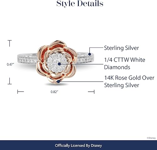 Miniatura 7 de Enchanted Disney Fine Jewelry - Anillo compuesto de oro rosa de 14 quilates sobre plata de ley de 14 quilates Metal diamante