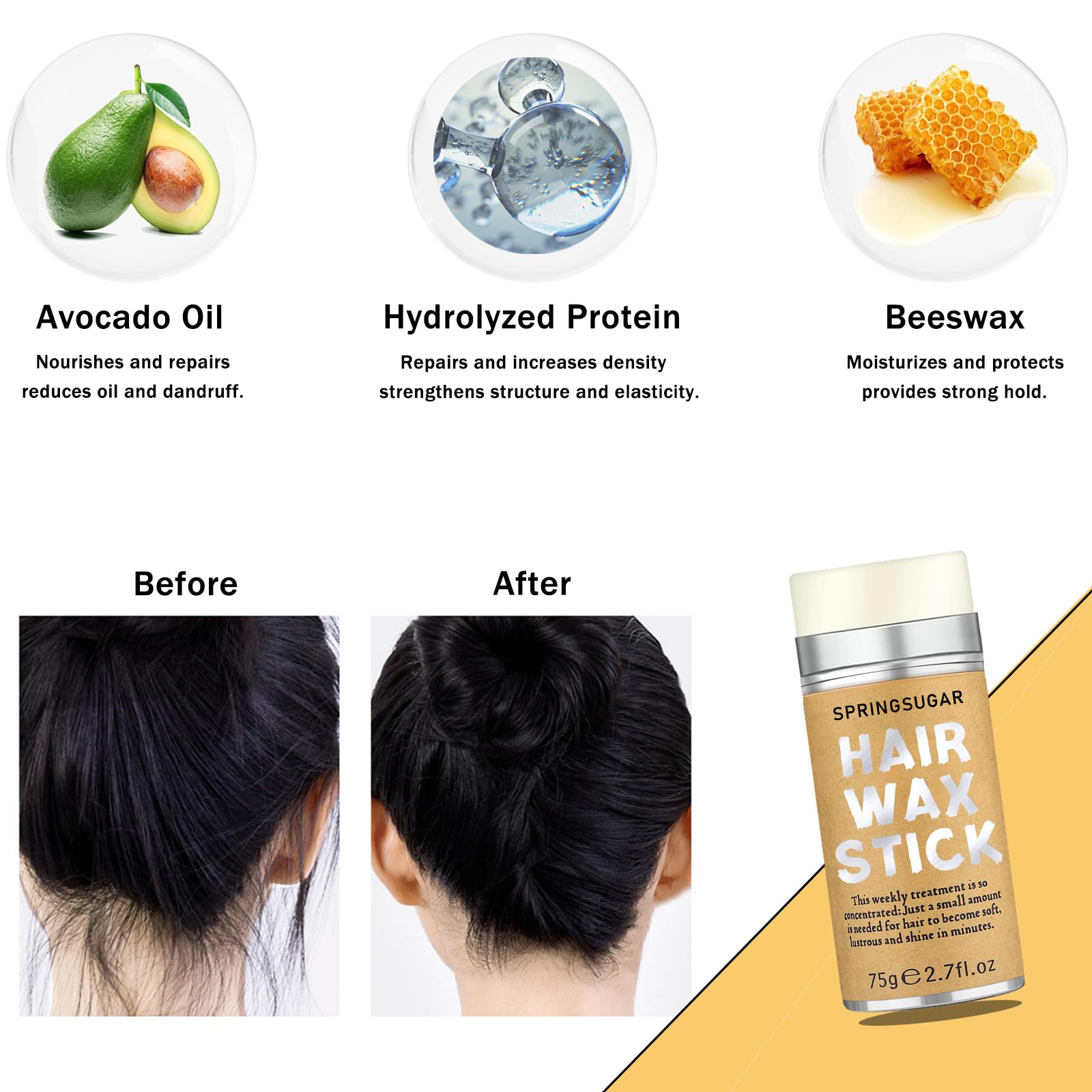 SPRINGSUGAR Wax Stick and Slick Back - Juego de cepillos para el cabello, 2.8 onzas líquidas