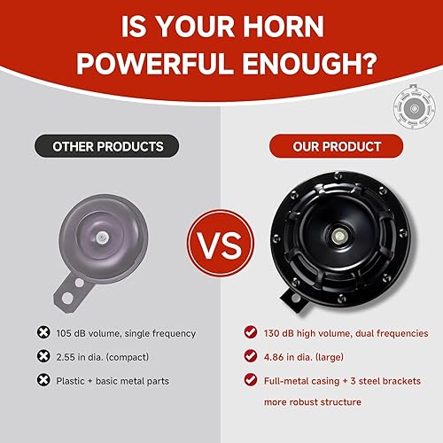 Miniatura 6 de Bocina de tren súper fuerte para camión, tren, barco, automóvil, bocinas eléctricas de aire, kit de bocina doble impermeable de 12 V, sonido furioso