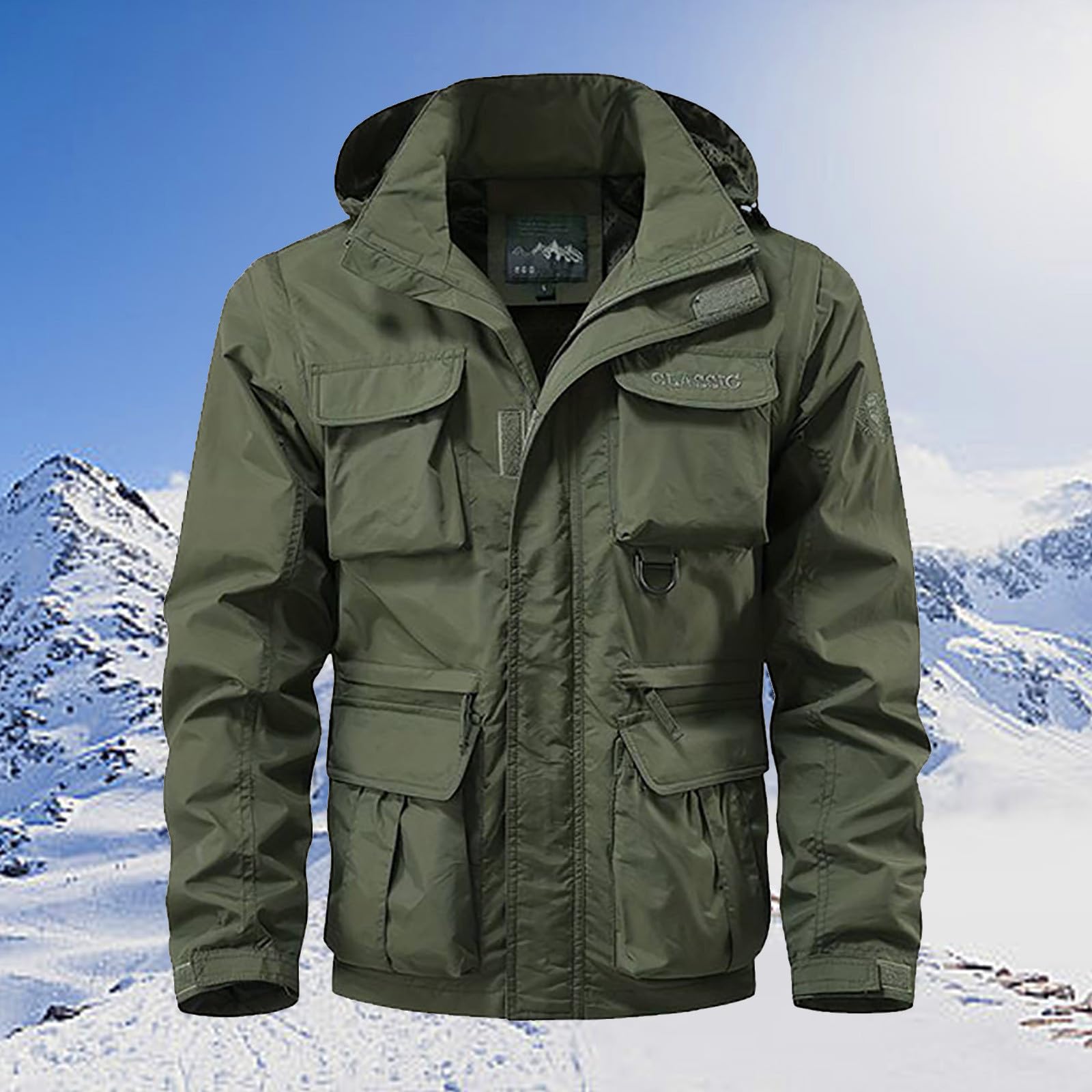 Genérico Parka Hombre Pesca Esquí Senderismo Impermeables Chaqueta Trekking De Caza Deportivo Táctica Militar Capucha Exterior