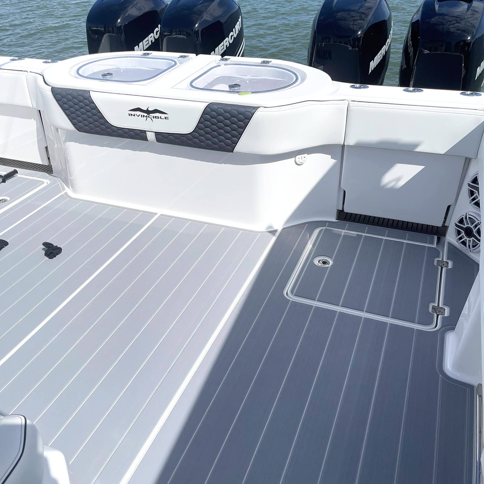 Teak Sintetico Marino,Tappetino Per Barca,Pavimentazione Per Barche,Pavimenti in Barca,Eva Tappetino Antiscivolo Per kayak, Yacht, Motoscafo, Pavimenti RV, Tavola da Surf, Piscina (240*90cm)