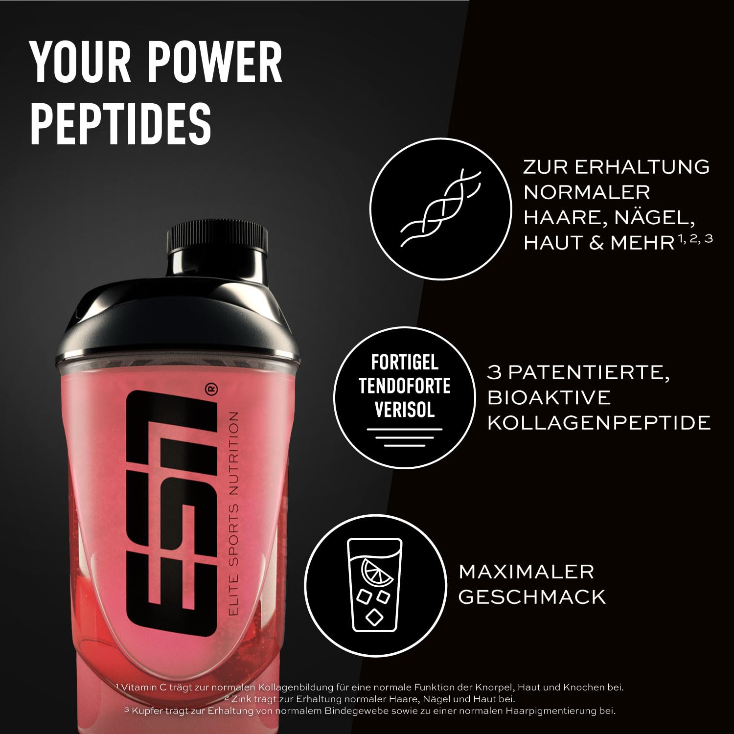ESN Collagen Peptides, 2 x 300 g Fresh Cherry - made in Germany