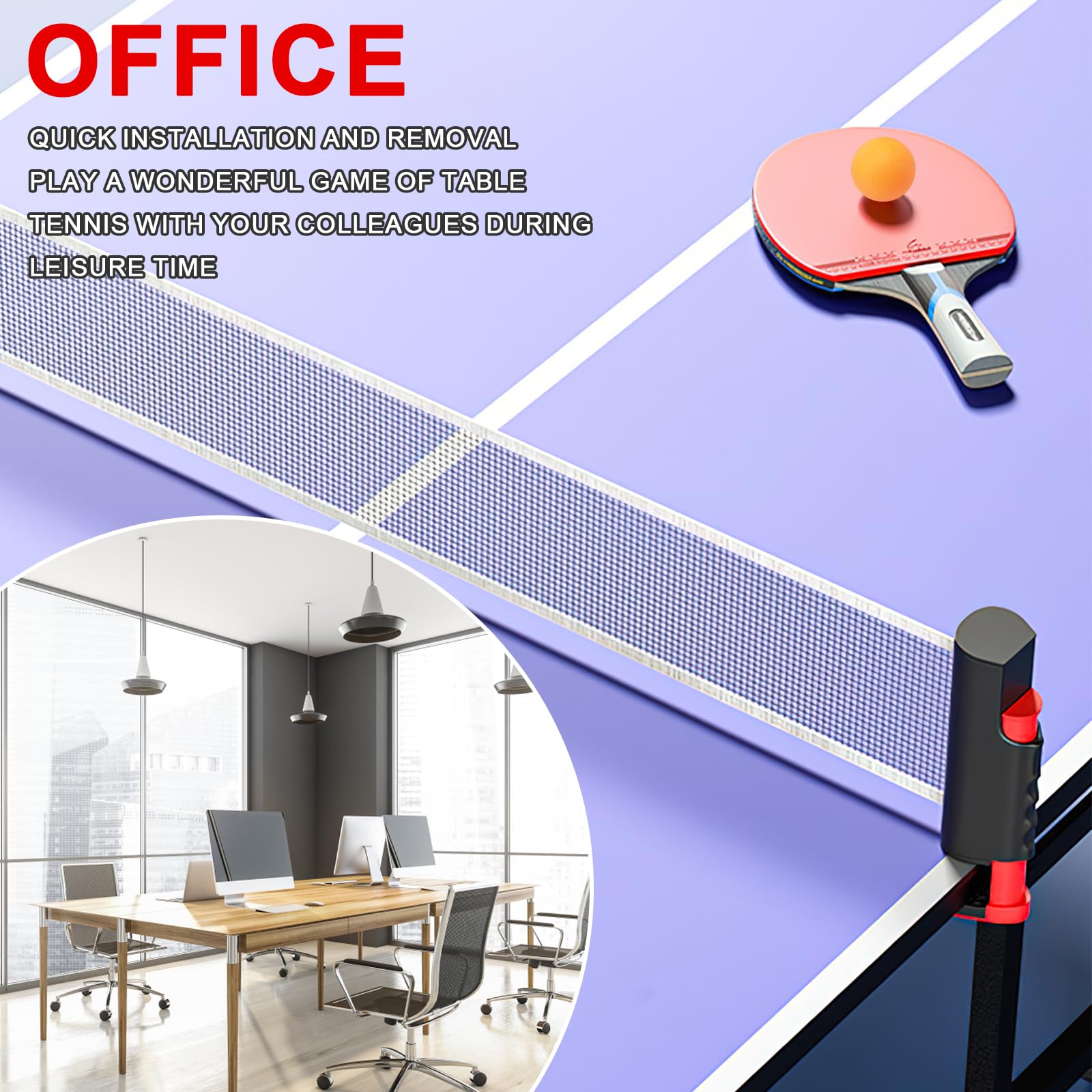 Rete da ping pong allungabile, portatile, rete da ping pong con 5 palline da ping pong, rete di ricambio portatile per principianti ed esperti, per esterni e interni, lunghezza massima 165 cm