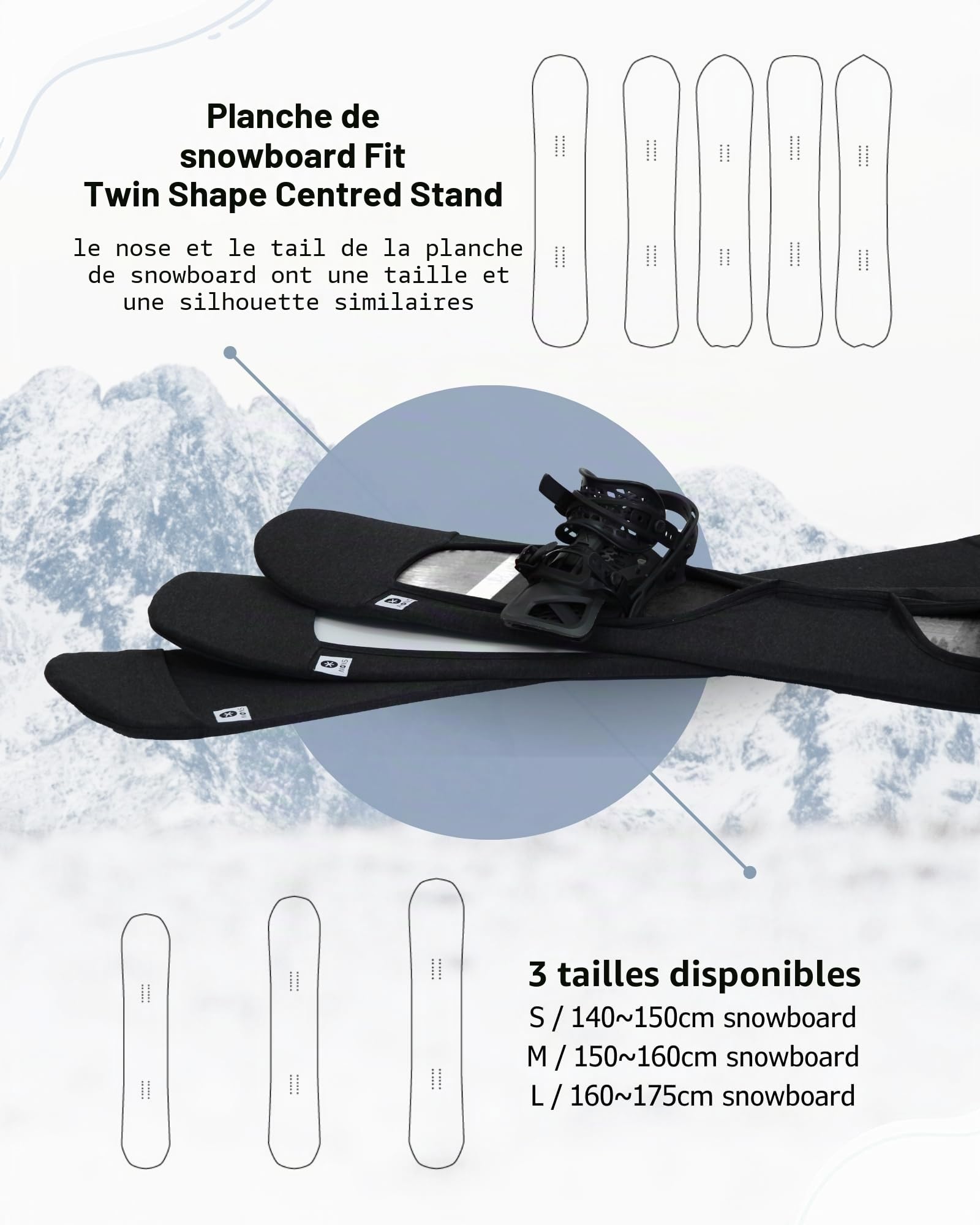 MONS Housse de Protection Souple pour Snowboard avec Attache Ouverte