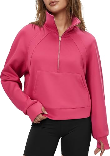 LYANER Women's Half Zip Casual Sweatshirt Rose Large