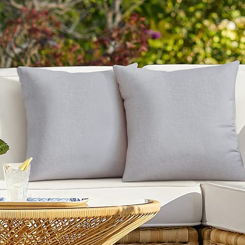 ReeQuo Paquete de 2 fundas de almohada para exteriores, fundas de almohada decorativas de línea sólida, impermeables, para jardín, patio, sofá,