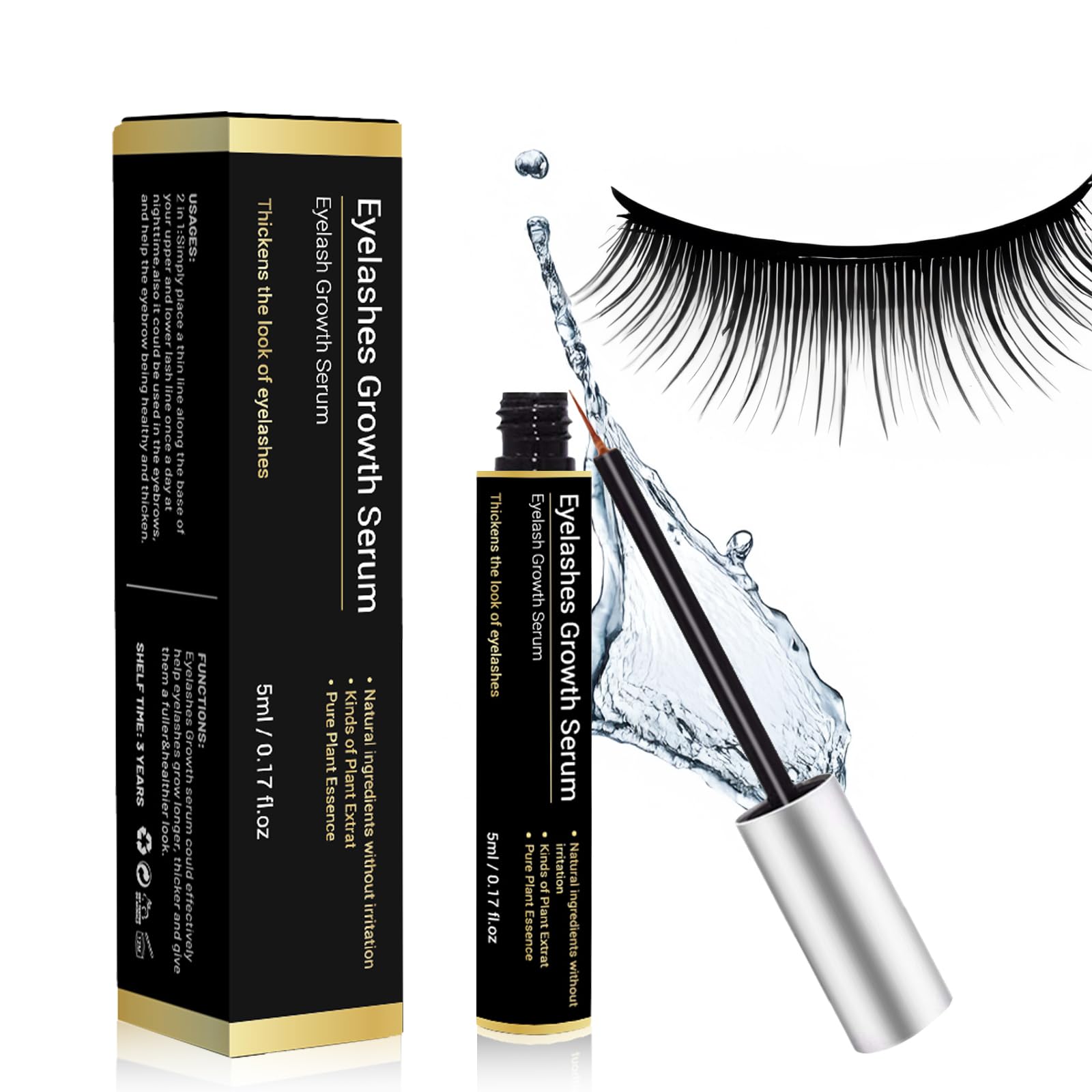 5ML Serum Pestañas Crecimiento,Tratamiento Fortalecedor y Alargador Para Pestañas y Cejas,Gruesas y Hermosas, Estimula Crecimiento Natural, Cejas más Pobladas - 1