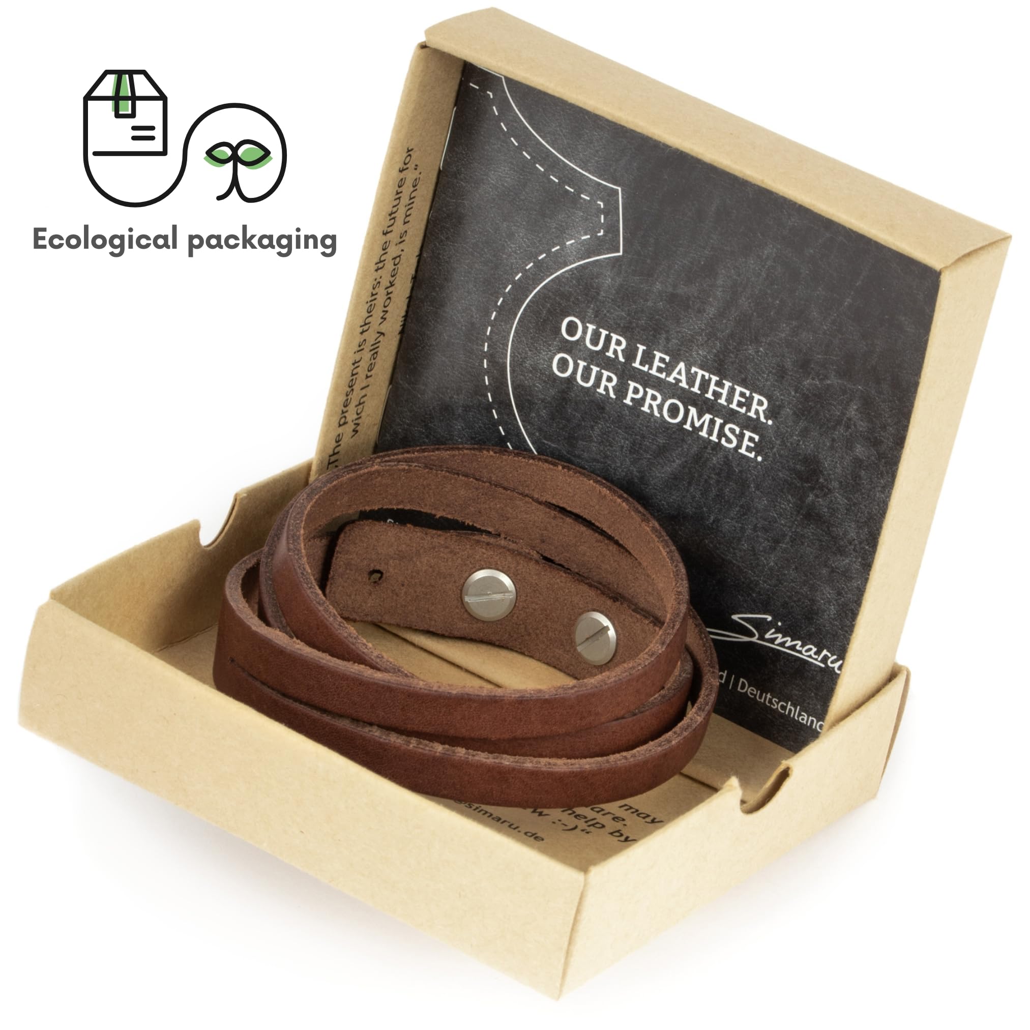 Simaru Bracciale in Vera Pelle Italiana – Bracciale da Uomo Regolabile con Chiusura in Ottone – Solo Pelle Toscana di Alta Qualità Conciata al Vegetale – Ottima idea Regalo - by