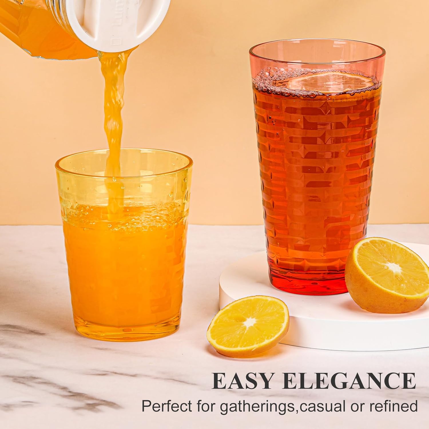 Acrylic Clear Highball Plastic Cups | Plastic Reusable Tumblers 16oz & 22oz (Set of 8) | Stackable | BPA-free Tumblers | Shatterproof | Top-rack Dishwasher Safe - Image 2