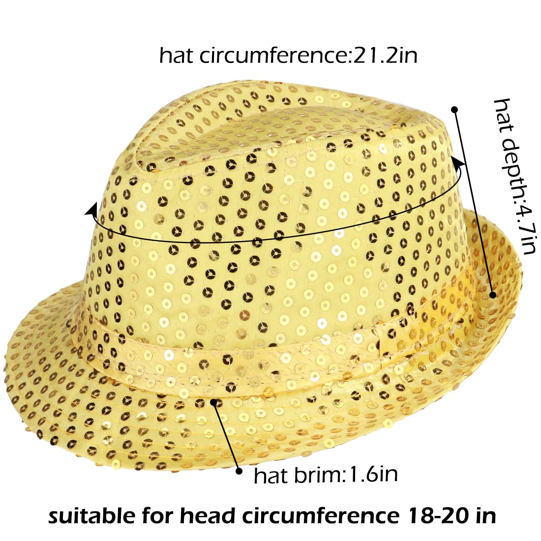 YeeHeen Sequins Fedora Hat for Boy Girls Western Jazz Dance Hats Gold - Image 4