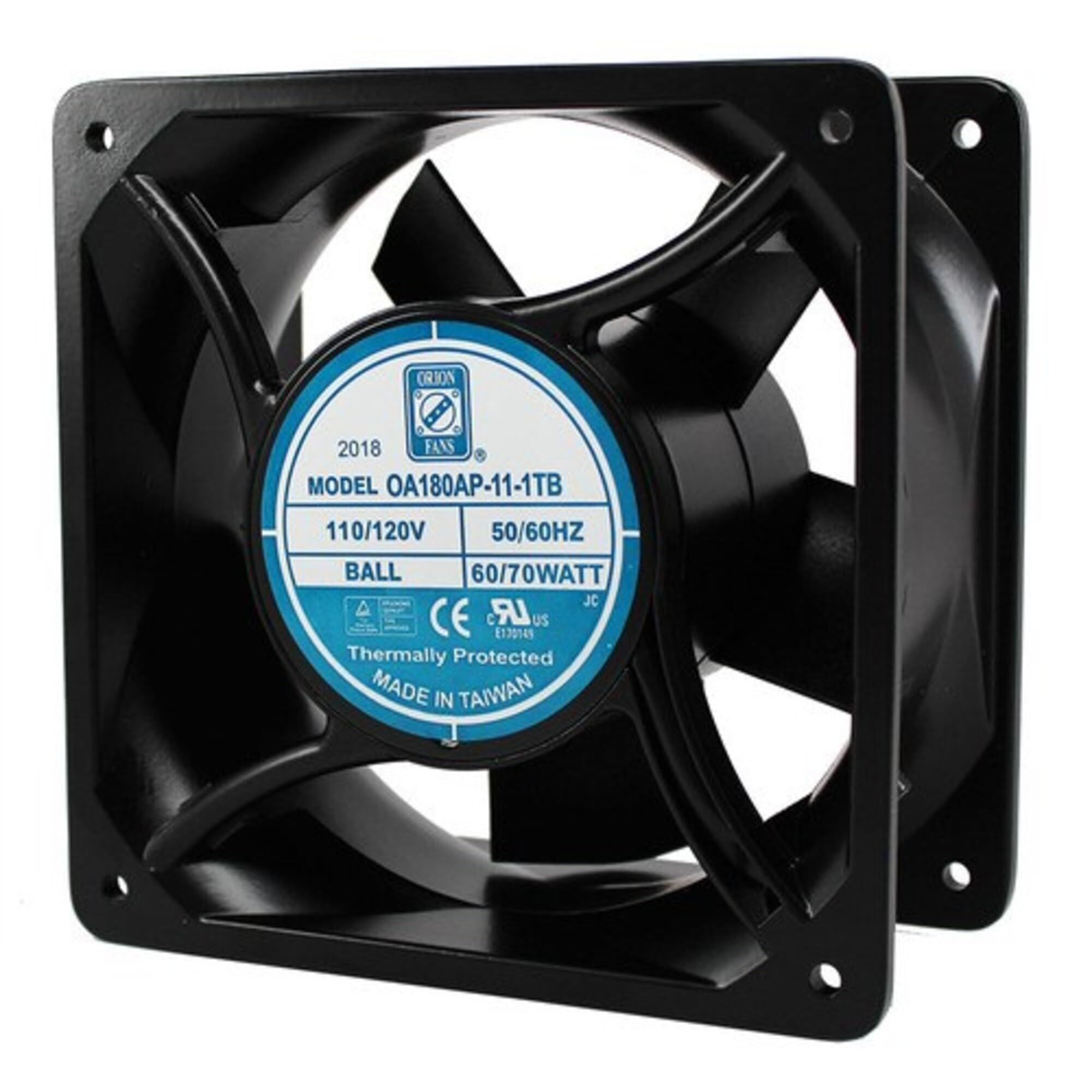 OA180AP-11-1TB 110/120 VAC, TERMINALS, 50/60 HZ, 361/409 CFM, 2700/3175 RPM, Dual Ball Bearings, 60/70 WATT, 176 X 89 MM, Fan, 62 DB