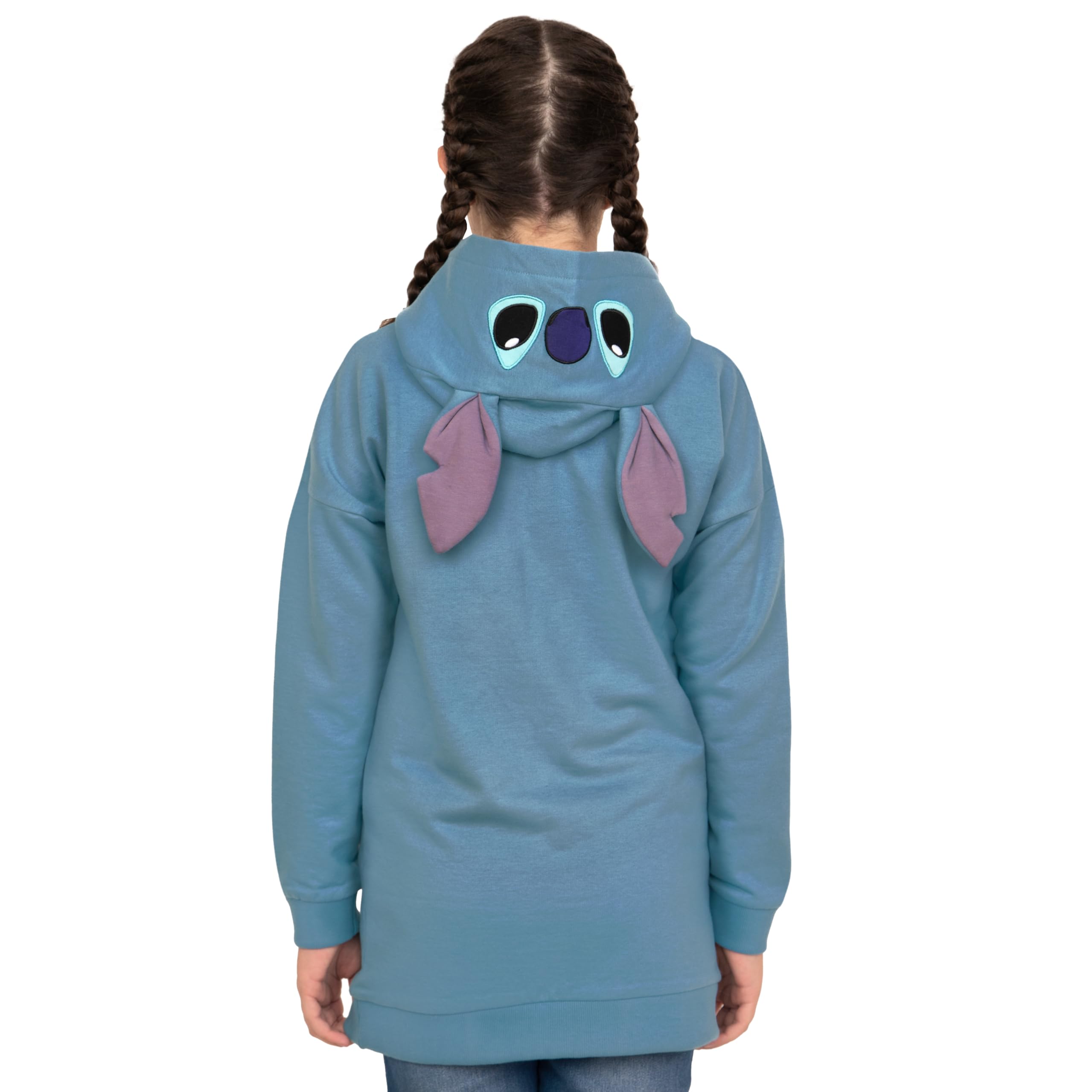 Disney Lilo EET Stitch Hoodie, Sweat A Capuche Long pour Enfants, Pull Stitch avec Oreilles 3D, Vêtements en Coton pour Filles