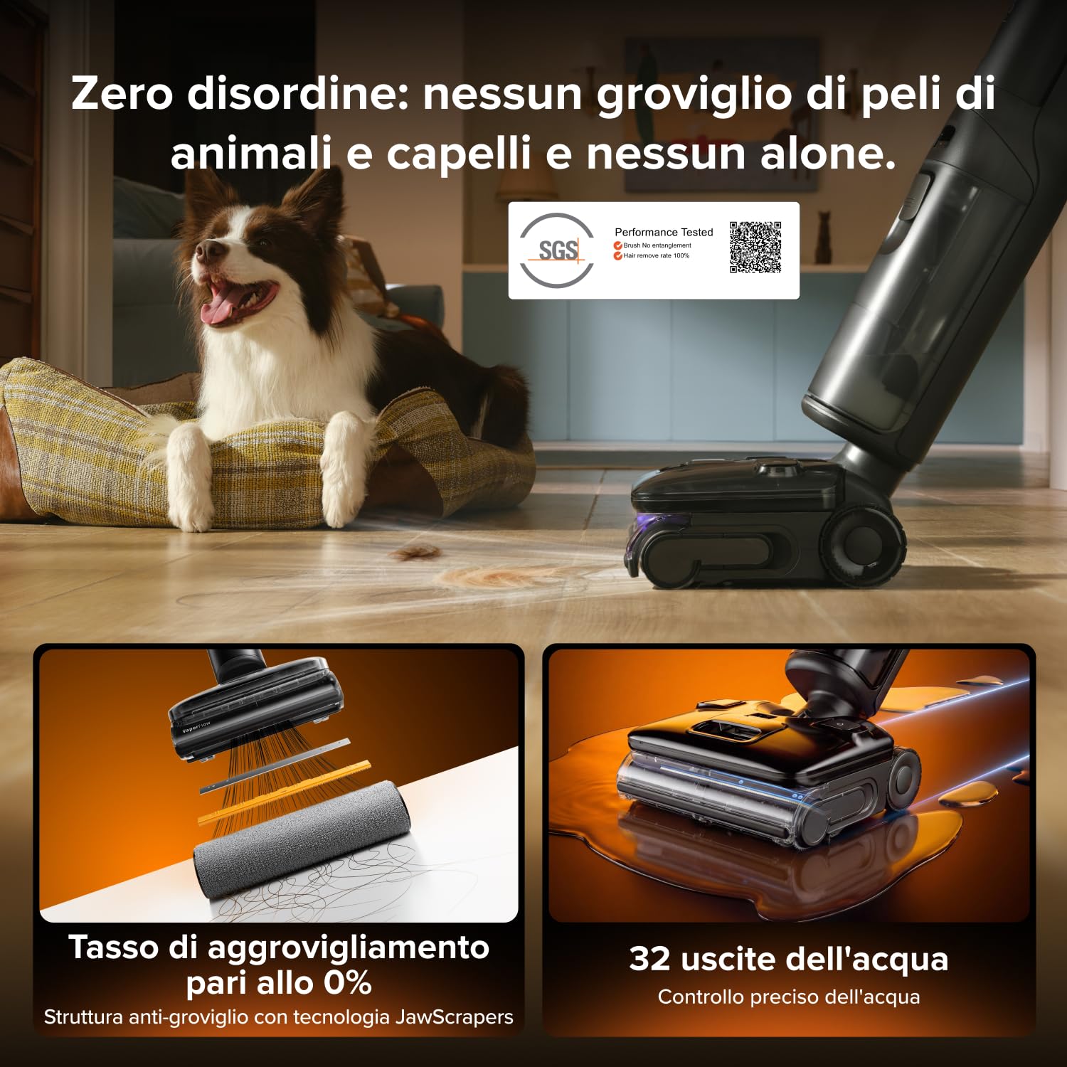 roborock F25 Steam Aspirapolvere Lavapavimenti a Vapore Senza Fili | Aspirazione 25 kPa,Lavaggio ad Alta Temperatura 95°C, Snodabile a 180° Piatto, Autonomia 80 Min,Anti-groviglio capelli