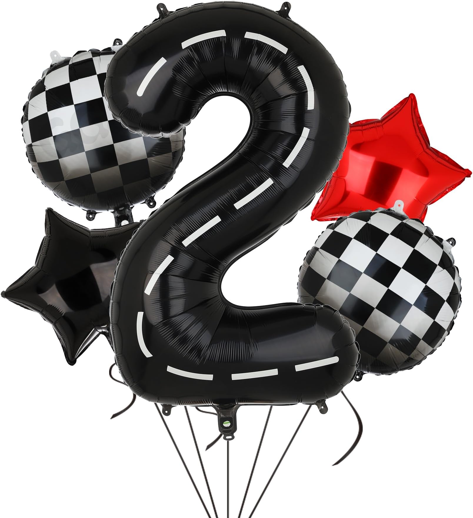 Race Car Birthday Balloons 40 Inch Racetrack Number Balloon 2 Black Boys Two Fast Birthday Race Car Theme Party Decor Supplies 5 Pcs Mylar Balloon