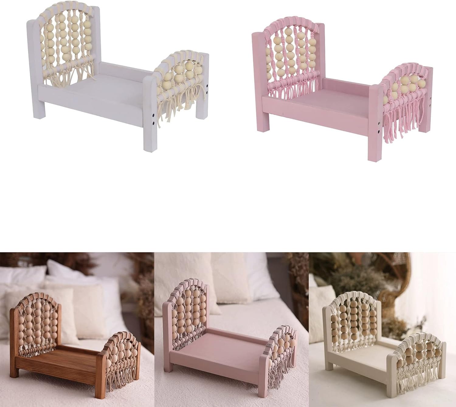 [XAGMODSHN] 新生児の写真撮影の小道具ベッド木製赤ちゃんの写真撮影の小道具人形軽量新生児の写真撮影用レインボーフォトベッド