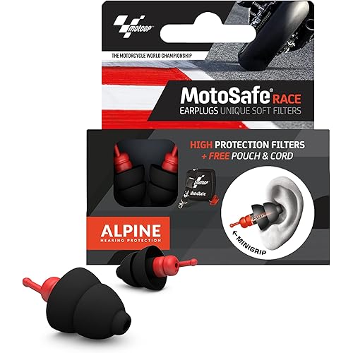 Alpine MotoSafe Race MotoGP™ - Motorcycle Ear Plugs for Wind Noise Reduction - 20dB - Ultra Soft Comfortable Motorcycle Hearing Protection - 1 Pair