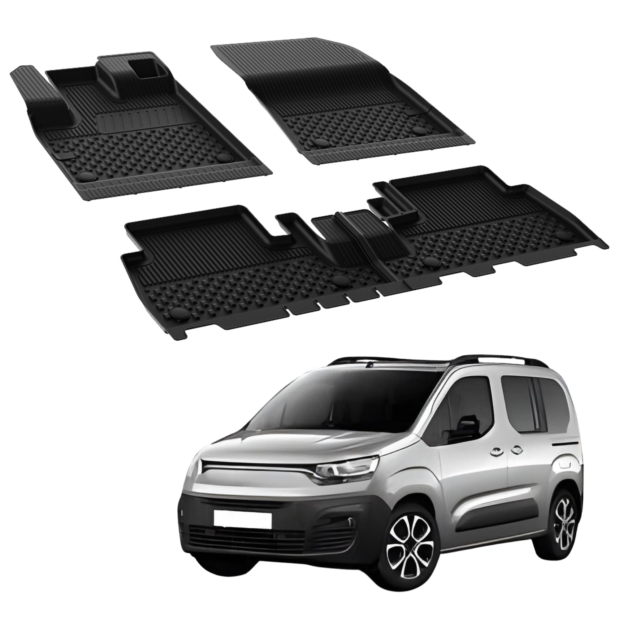 Il Tappeto Auto , SPRINT03514 , Tappetini Moquette Nera Antiscivolo Bordo Bicolore Salvatacco Rinforzato In Gomma 5008