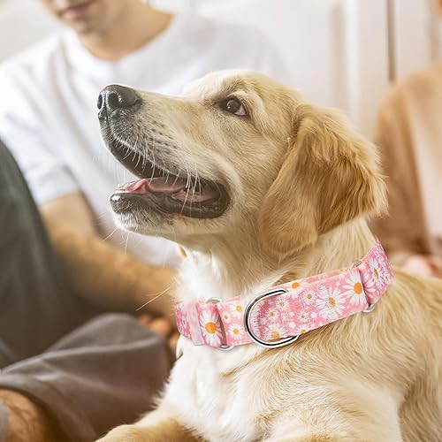 Miniatura 5 de Collar Martingale para perros medianos y grandes, collares para perras hembras con nailon suave ajustable y diseño floral especial de margarita