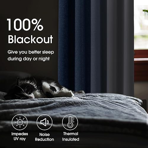 Miniatura 2 de Cortinas 100% opacas degradadas de 108 pulgadas de largo, 2 paneles para dormitorio, puertas correderas de cristal, patrón degradado, bloqueo