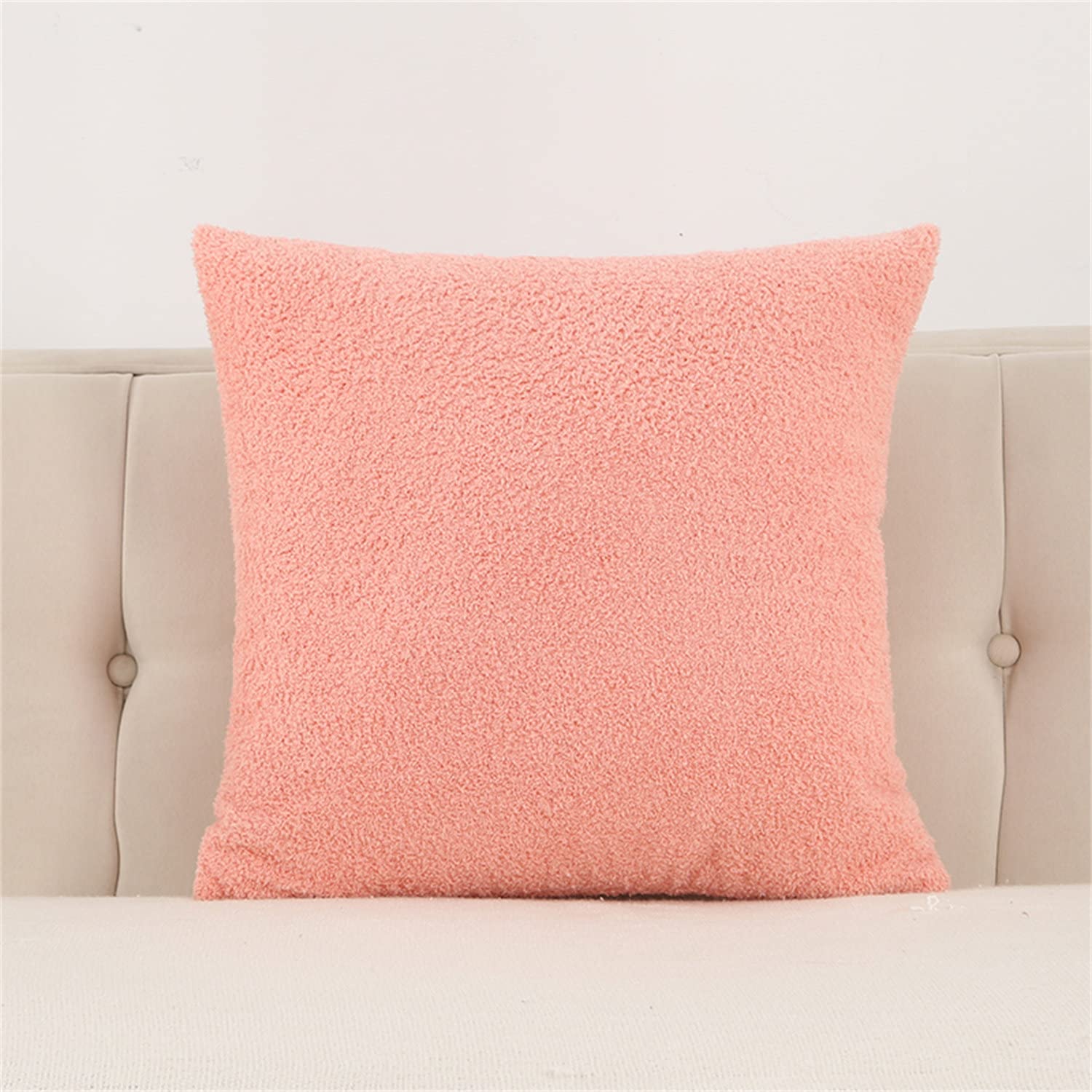 Fundas de cojín de forro polar de peluche, fundas de almohada cuadradas, fundas de almohada decorativas, para sofá sala de estar (melocotón, 45 x 45 cm (juego de 6))