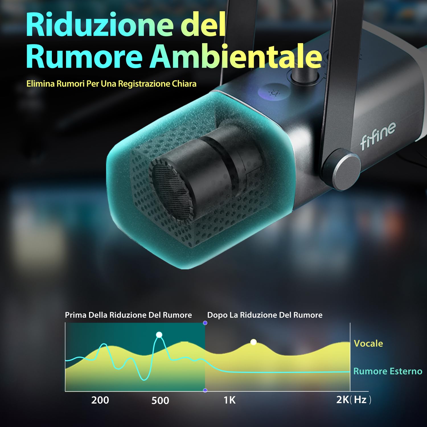 FIFINE Gaming Microfono Dinamico USB XLR per PC PS4 PS5 Streaming Podcasting