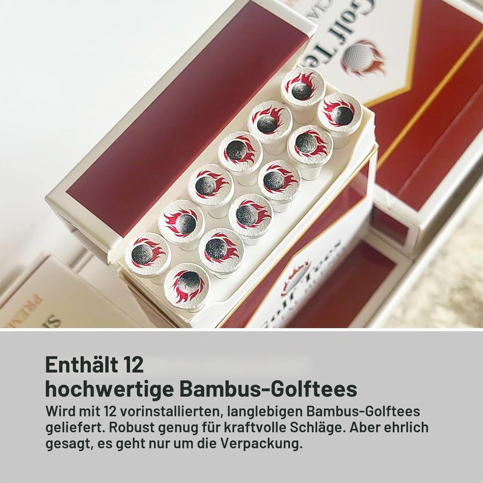 120 Golf tees Bambus Holz, Qualitativ Nachhaltig Bioabbaubar, Vintage-Stil Unzerbrechlich Lasergeglättet, Taschenbox Golf Geschenk für Männer
