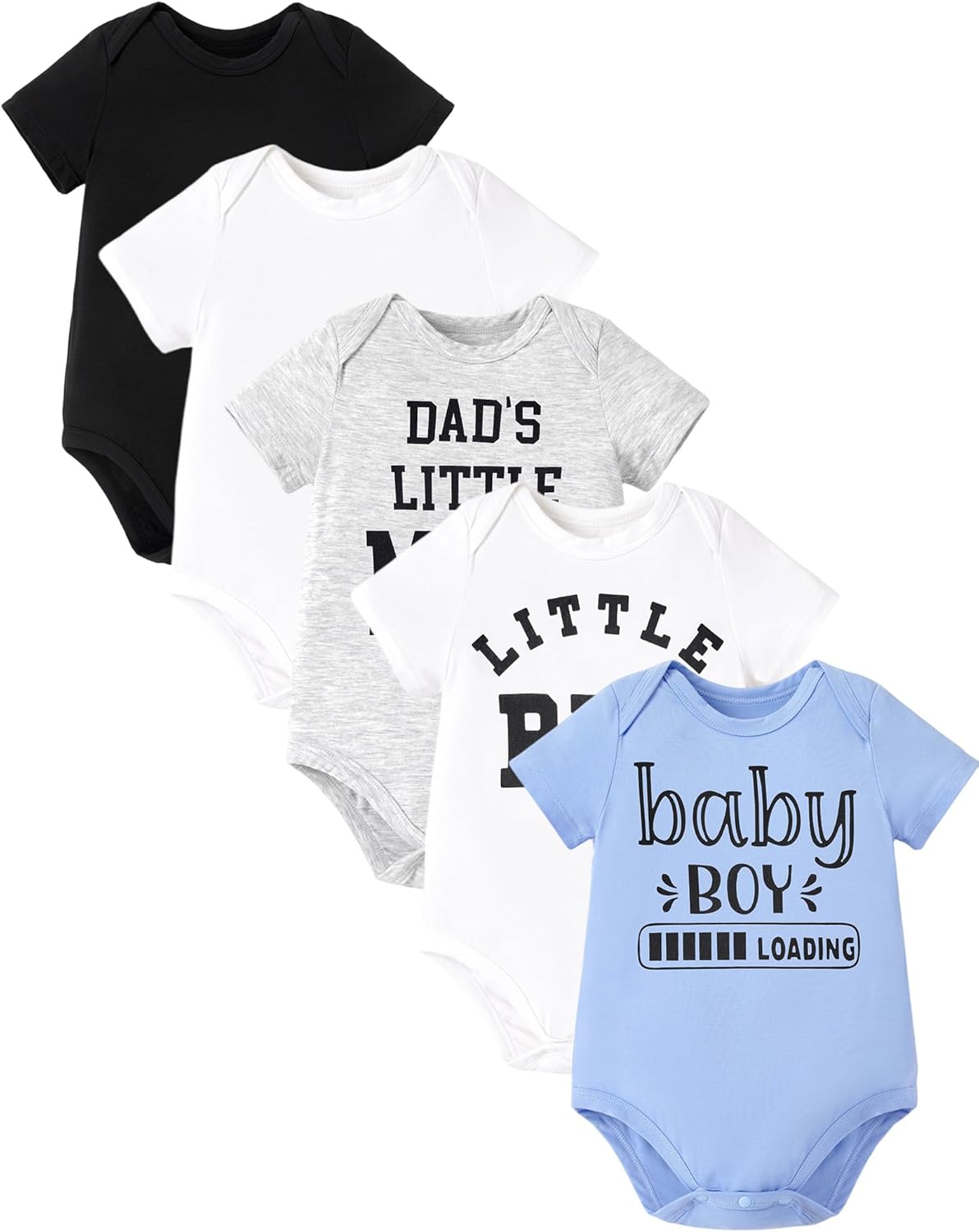 PATPAT Baby Bodysuits Supersoft Bamboo Viscose - Short Sleeve Boys and Girls - Newborn Infant Unisex Clothes Pack 9-12 Months Daddy's Boys