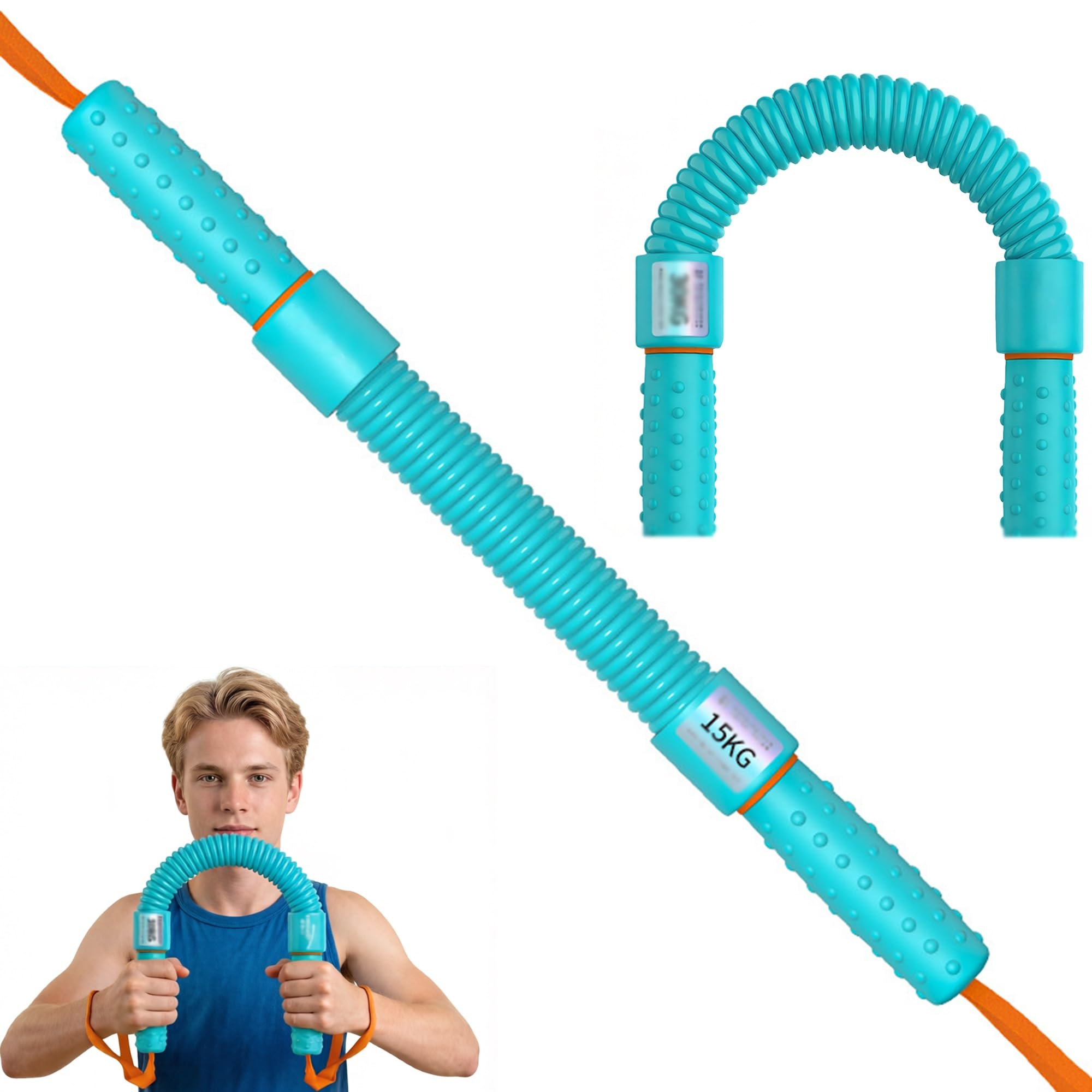 Power Twister Bar, 10 kg - 60 kg Spring Power Twister, Portable Chest Expander Upper Body Workout Equipment for Exerciser Chest, Forearm, Arm and Shoulder(15kg/33lbs)