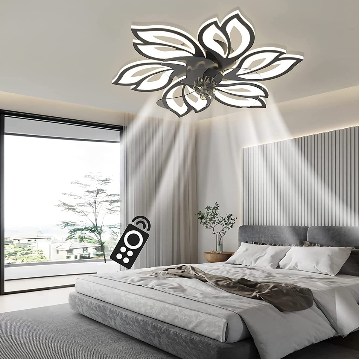 HXYSXHJUO Ceiling lights for bedroom Bedroom Fan Light Quiet LED Dimmable with Remote Control Hanging Adjustable Wind Speed Lamp