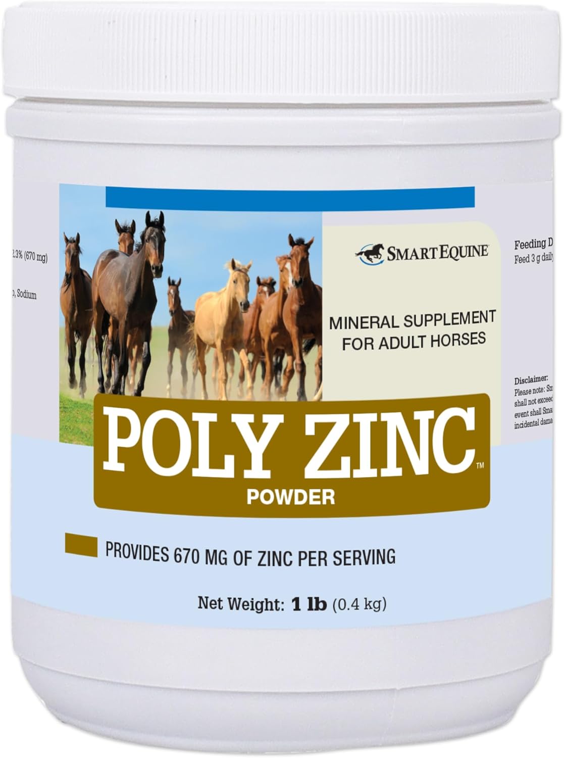 SmartEquine Poly Zinc Powder | Zinc Supplement for Horses | Hoof Care Vitamins and Minerals | Supports Bone and Hoof Wellness | Equine Skin Coat Supplement | 10 lb