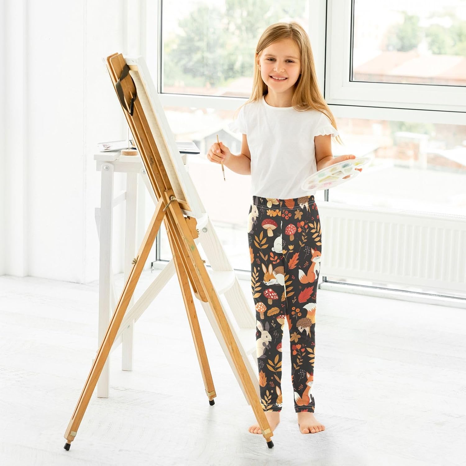 Full-Length Girls Leggings Autumn Animal Fox
