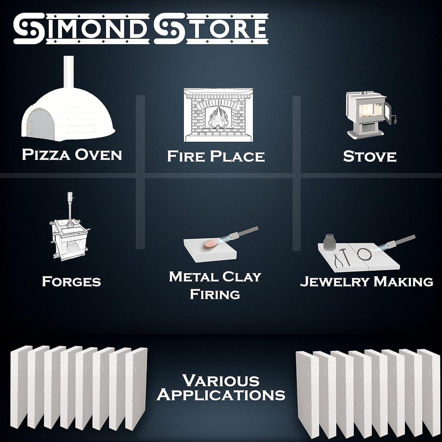 SIMOND STORE Ladrillos refractarios aislantes Suaves para forja, hornos, chimeneas, Estufas, Soldadura de Joyas, 2500F 1.9 cm x 11.4 cm x 22.9 cm, Paquete de 16 | Ladrillos refractarios para estufa de leña, forja, horno, chimenea, soldadura de joyas, bloq