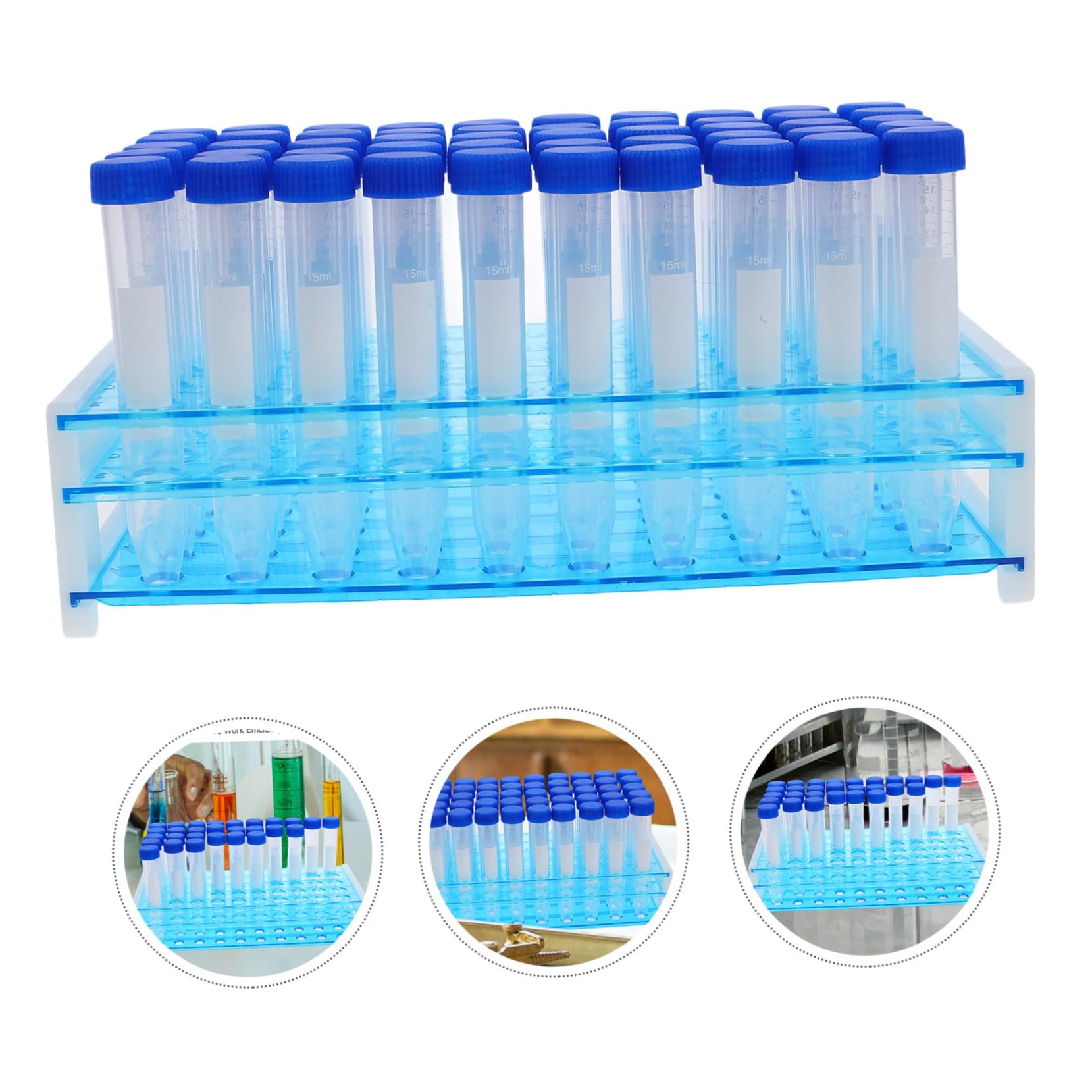 MAGICLULU 100 Stück 15 Ml Reagenzgläser Aus Kunststoff Mit Schraubverschluss 2 Abnehmbare Labor Zentrifugenröhrchen Gestelle Mit Klarer Messskala Auslaufsicher Für Labor Und Wissenschaft