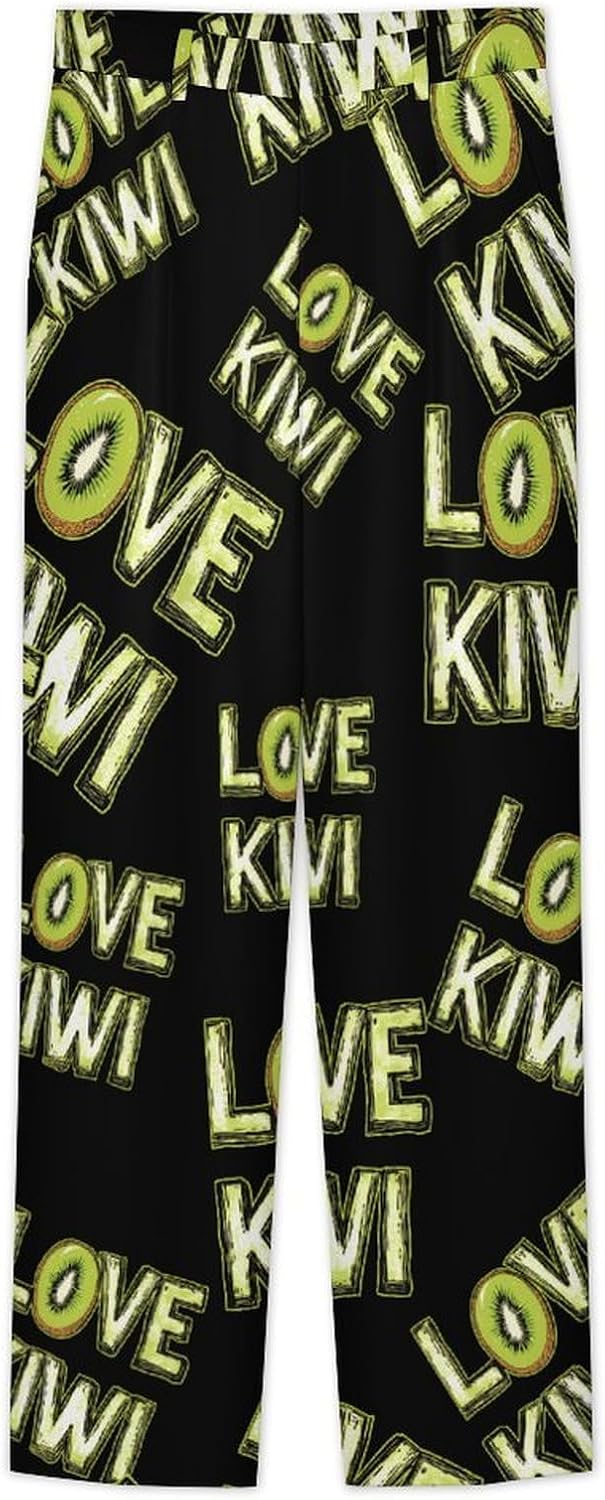 Love Kiwi Men's Classic Fit Suit Pants Straight Leg Design Printed Trousers