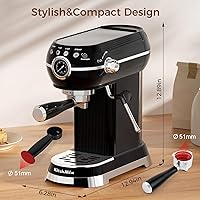 Vista 7 de Máquina de café expreso con espumador de leche, cafetera espresso de 20 barras para café con leche y capuchino, máquina de café Expressions