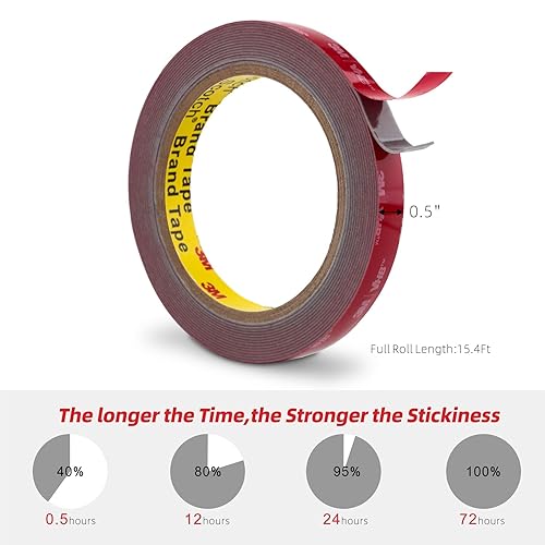 Vista 38 de 3M - Cinta de doble cara VHB de 0.5 x 15.4 pies, 0.043 pulgadas de grosor 4950 cinta de montaje resistente, cinta de pared para colgar, cinta