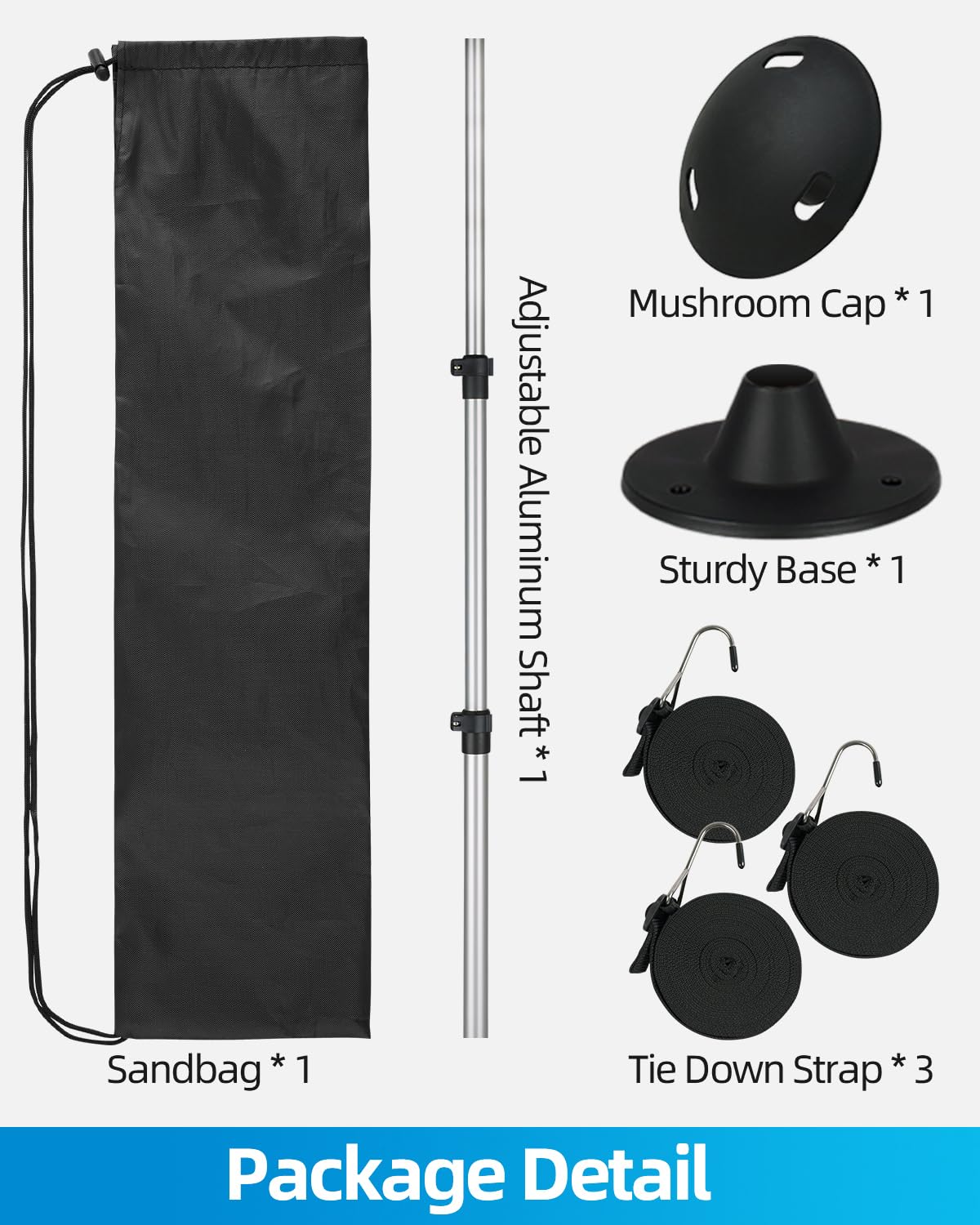 OCEANBROAD Barra de Soporte Ajustable telescópica de Aluminio con Correas, para Casco V, Barco, pontón, Barco, 1 Paquete