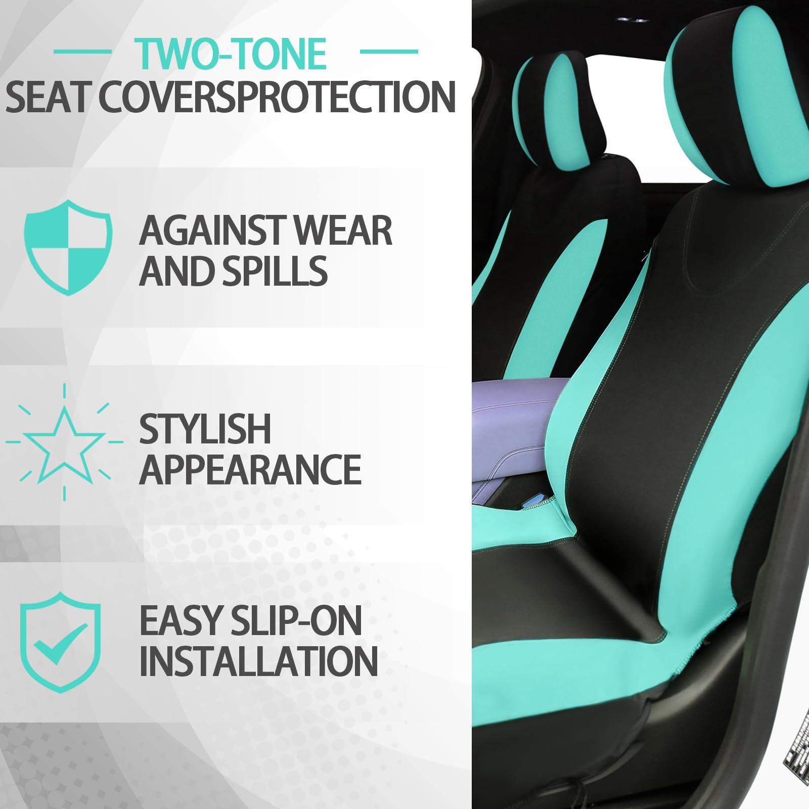 BBTO 43 Pcs Bling Car Accessories Set for Women Front Seats and Rear Bench Polyester Car Seat Protectors — view 5