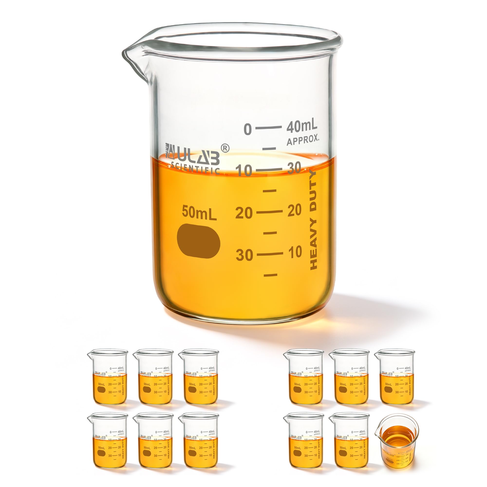 ULAB Scientific Glass Beaker Set, Vol. 200ml, 3.3 Borosilicate Griffin Low Form with Printed Graduation, Pack of 6, UBG1022 — Amazon image 17