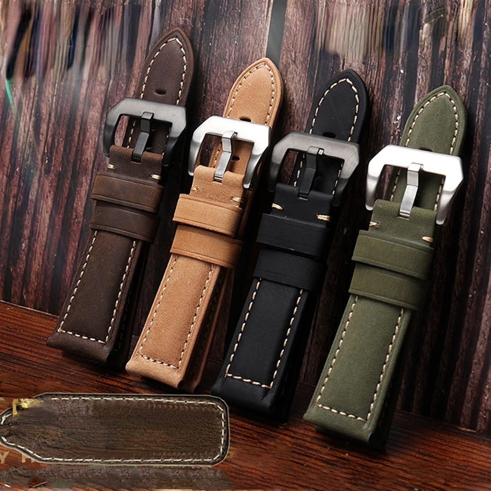 20 mm 22 mm 24 mm 26 mm vera pelle retrò uomo orologio cinturino per Panerai PAM111 441 cinturino da polso in pelle bovina (colore: 21 mm, dimensioni: 20 mm), 20mm, agata