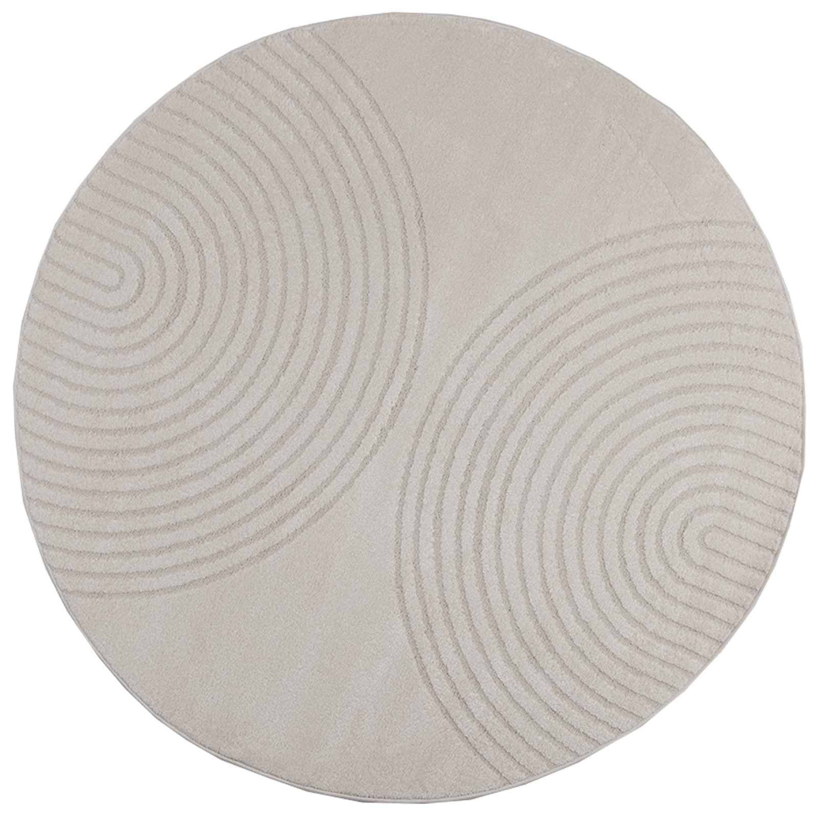 Teppich Rund Ø 160 cm Creme Waschbar rutschfest Polyester