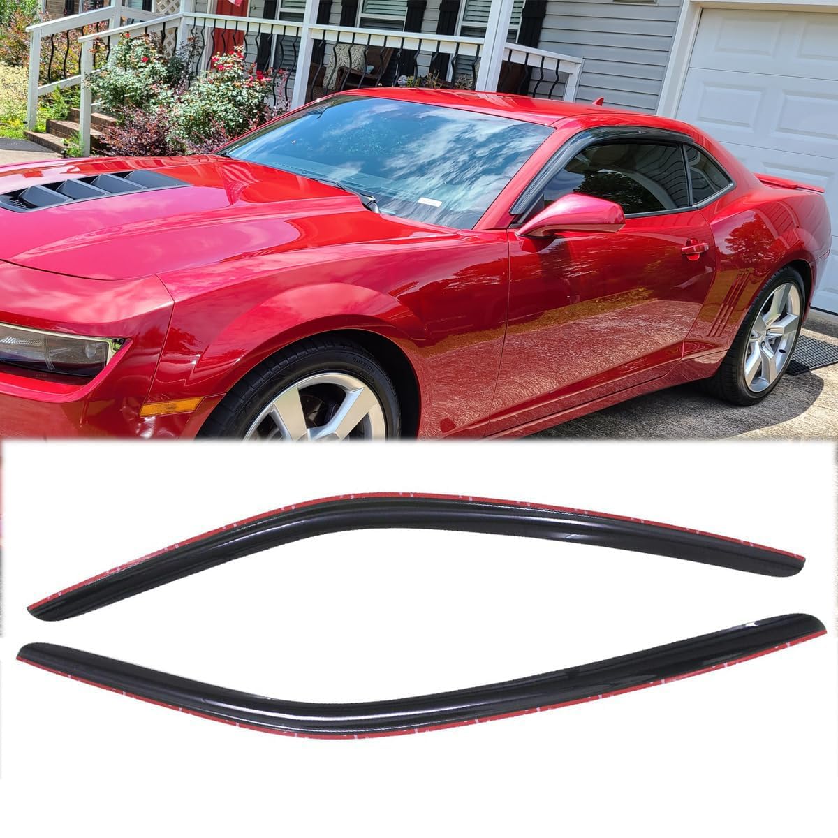 Photo 1 of 2pcs Original Shatterproof Rainproof Side Window Wind Deflectors for 10-25 Camaro,Tape-on Rain Guards Sets,Nice Looking Window Visors for Cars,Vent Deflector for Chevrolet 2010-2025 Camaro 92341