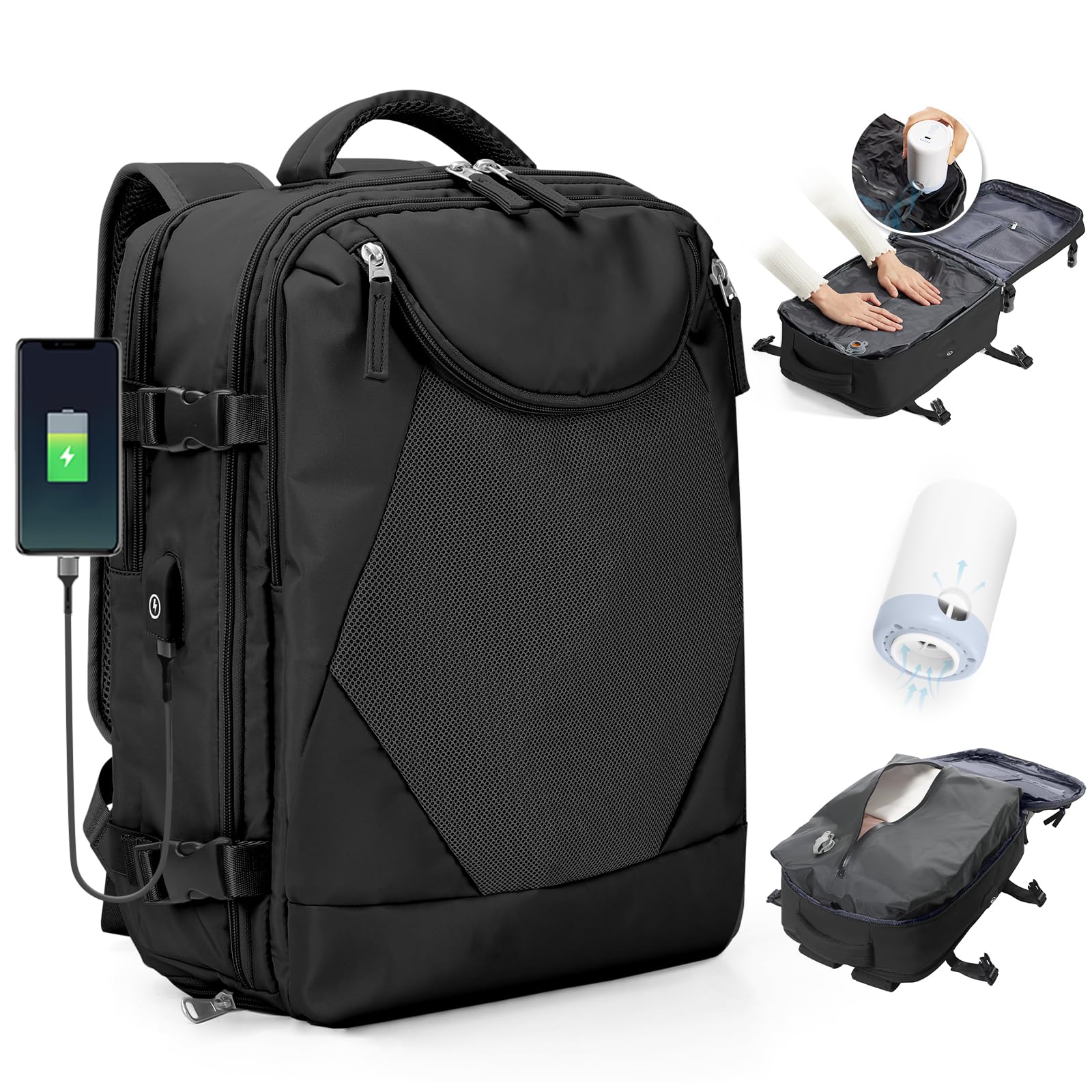 BJLFS Borse da Cabina per Ryanair 40x30x20 Zaino Wizzair Sottovuoto da viaggio 40x20x25 Bagaglio a Mano con compressione sottovuoto,Zaino Easyjet 45x36x20,Zaini Casual per laptop da 14 pollici