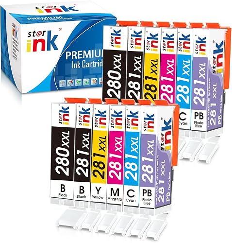 Starink 12 Pack Replacement for Canon PGI-280XXL/CLI-281XXL Ink Cartridge