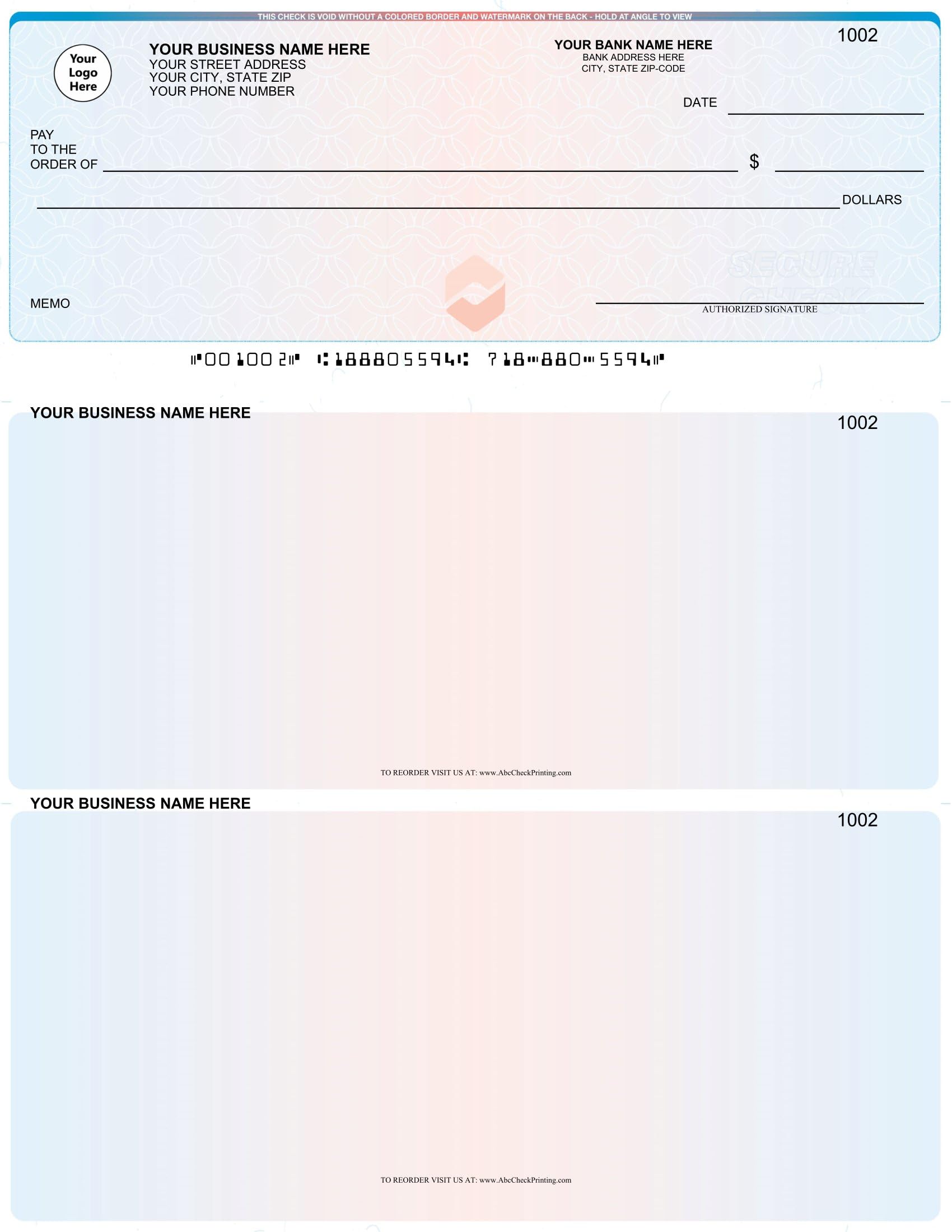ABC Computer Voucher Checks Compatible w/QuickBooks Check on Top, Chain Prismatic (100 Sheets)