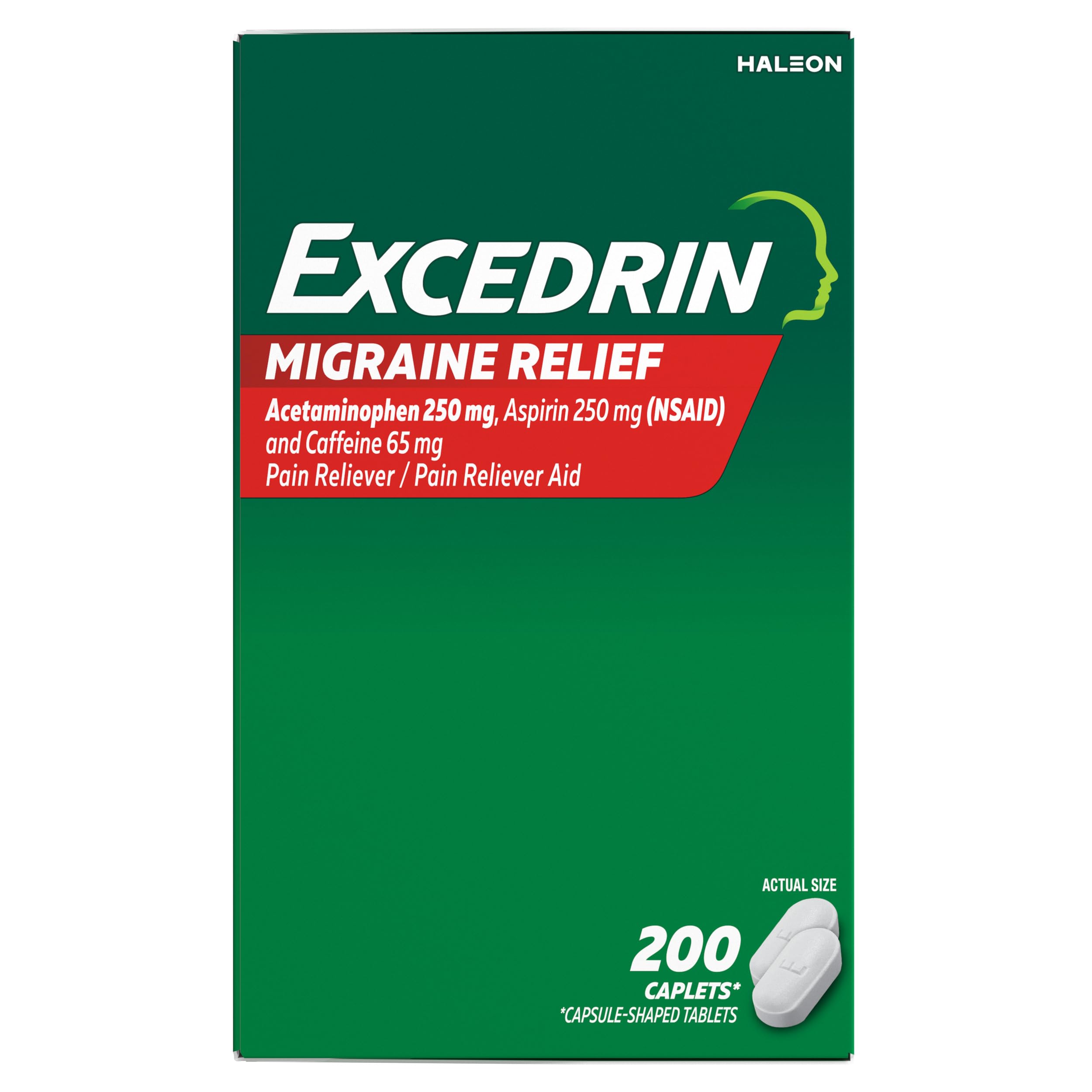 Excedrin Migraine Relief Caplets to Alleviate Migraine Symptoms - 200 Count