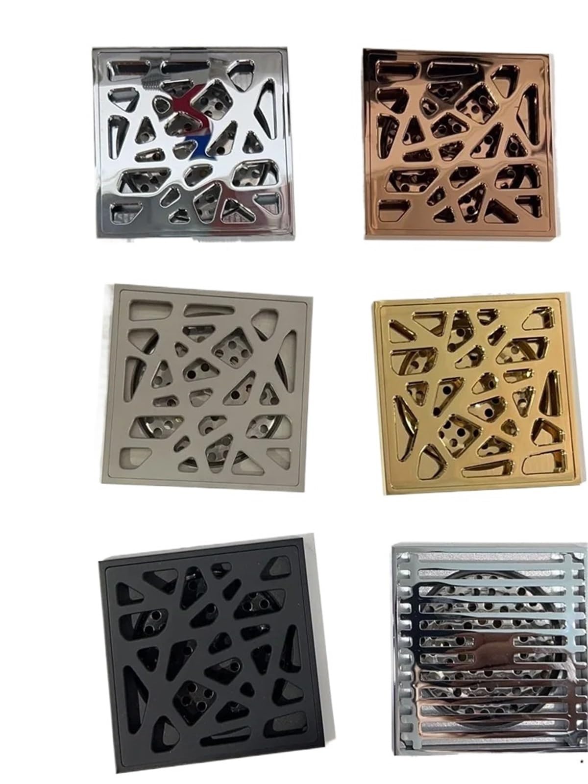 Drainage grates Brass Floor Drain With Exquisite Carvings, 10X10CM, And For Shower, Bathroom And Balcony(Dark Silver)
