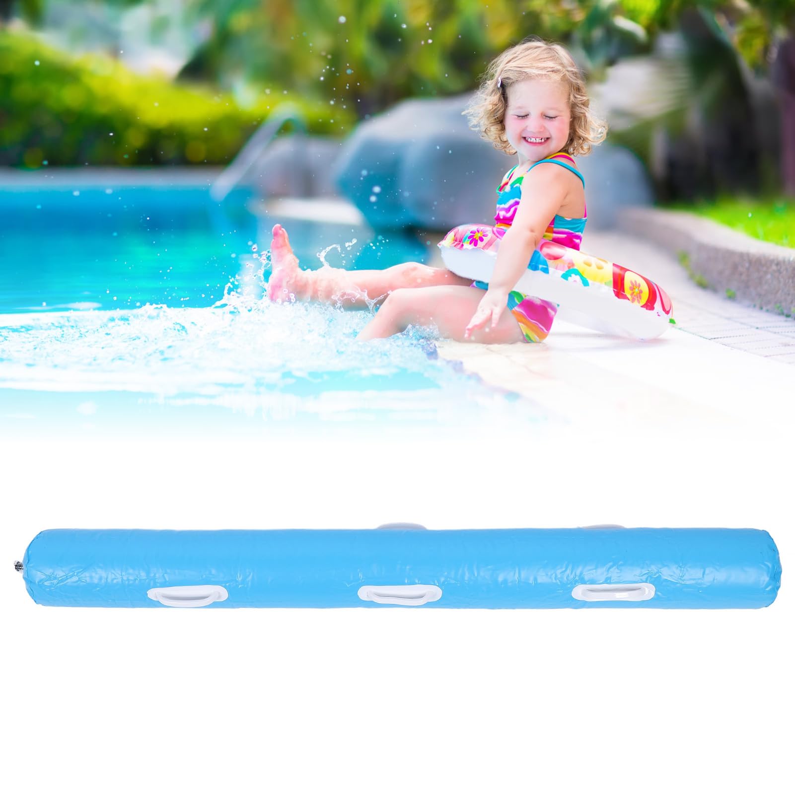 BFYDOAA Inflatable Pool Noodles 150cm Long Swim Buoyancy with Grip Handles, PVC Blow Up Pool Swimming Noodle for Water Recreation(Blue)