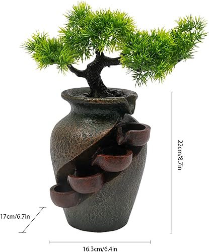 Miniatura 3 de LGXSHOP Fuente de escritorio cascada, fuente de escritorio con símbolo auspicioso, mini cascada de espacio interior, característica de agua de ocio,