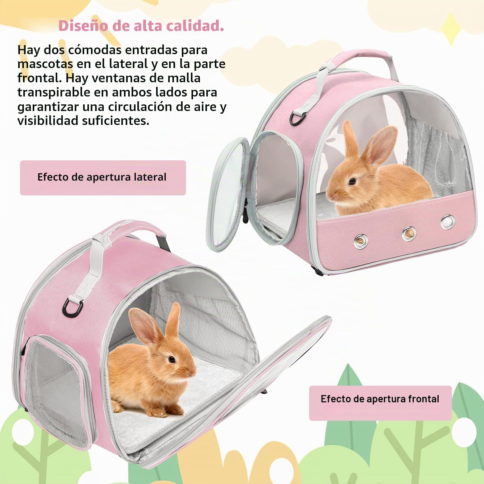 Pequeña bolsa de transporte para mascotas y animales pequeños, caja lateral para gatos, bolsa para cobayas